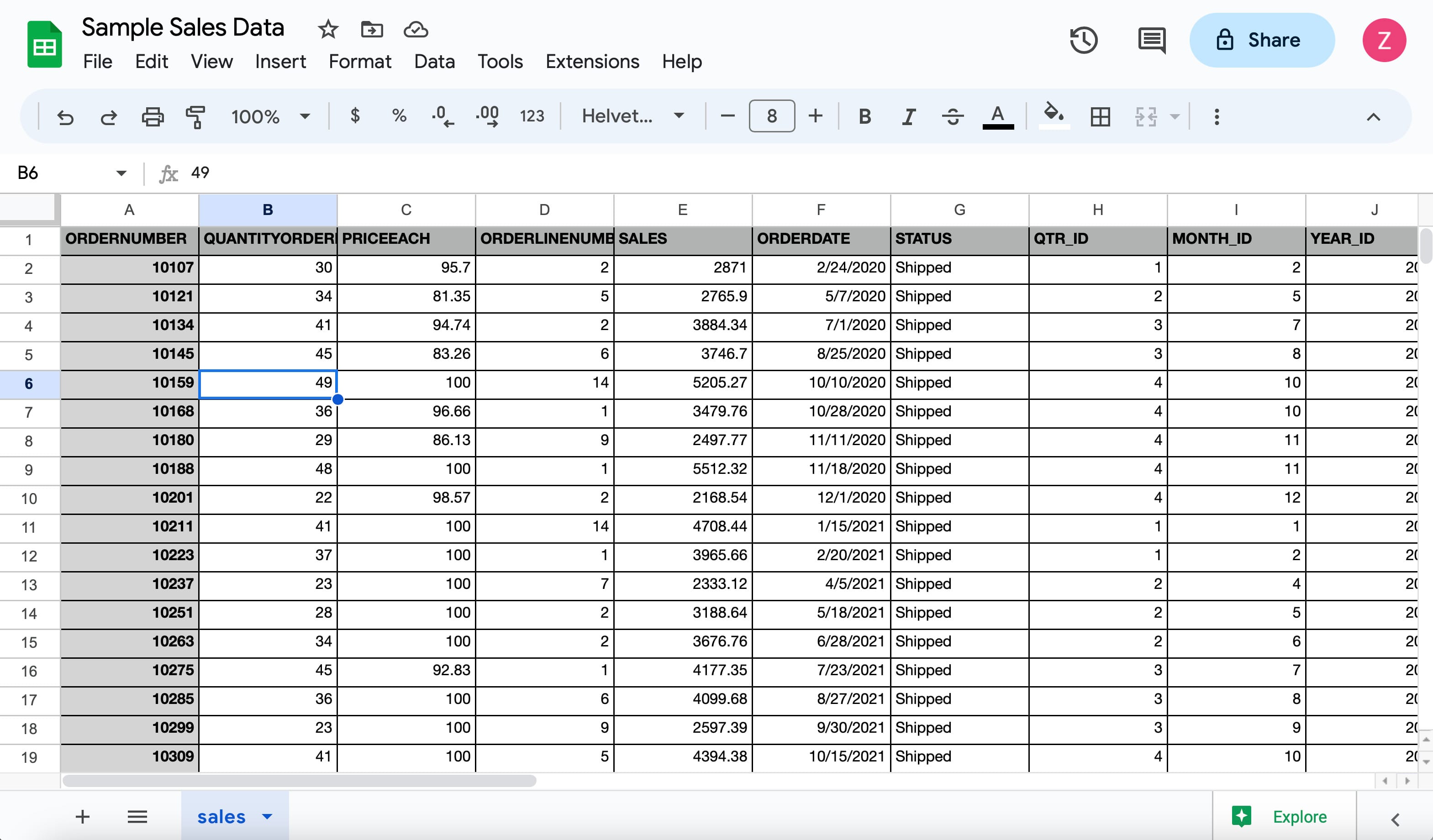Properly structured Google Sheet